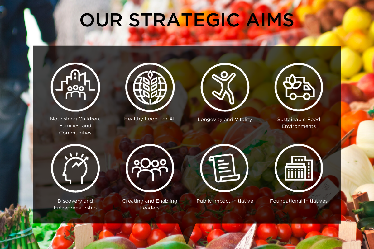 A graphic that displays the icons for all 8 of our strategic aims in the school's strategic plan